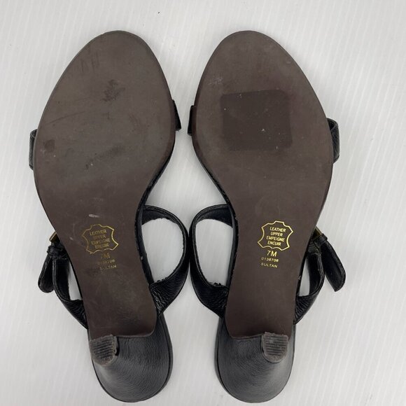 BROWNS Bravo Sultan Y2K Black Leather Jewels T-Strap Sandals Size 7M - Picture 8 of 9